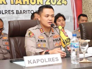 Kapolres Barito Kuala, AKBP Anib Bastian ketika menggelar jumpa pres akhir tahun 2024