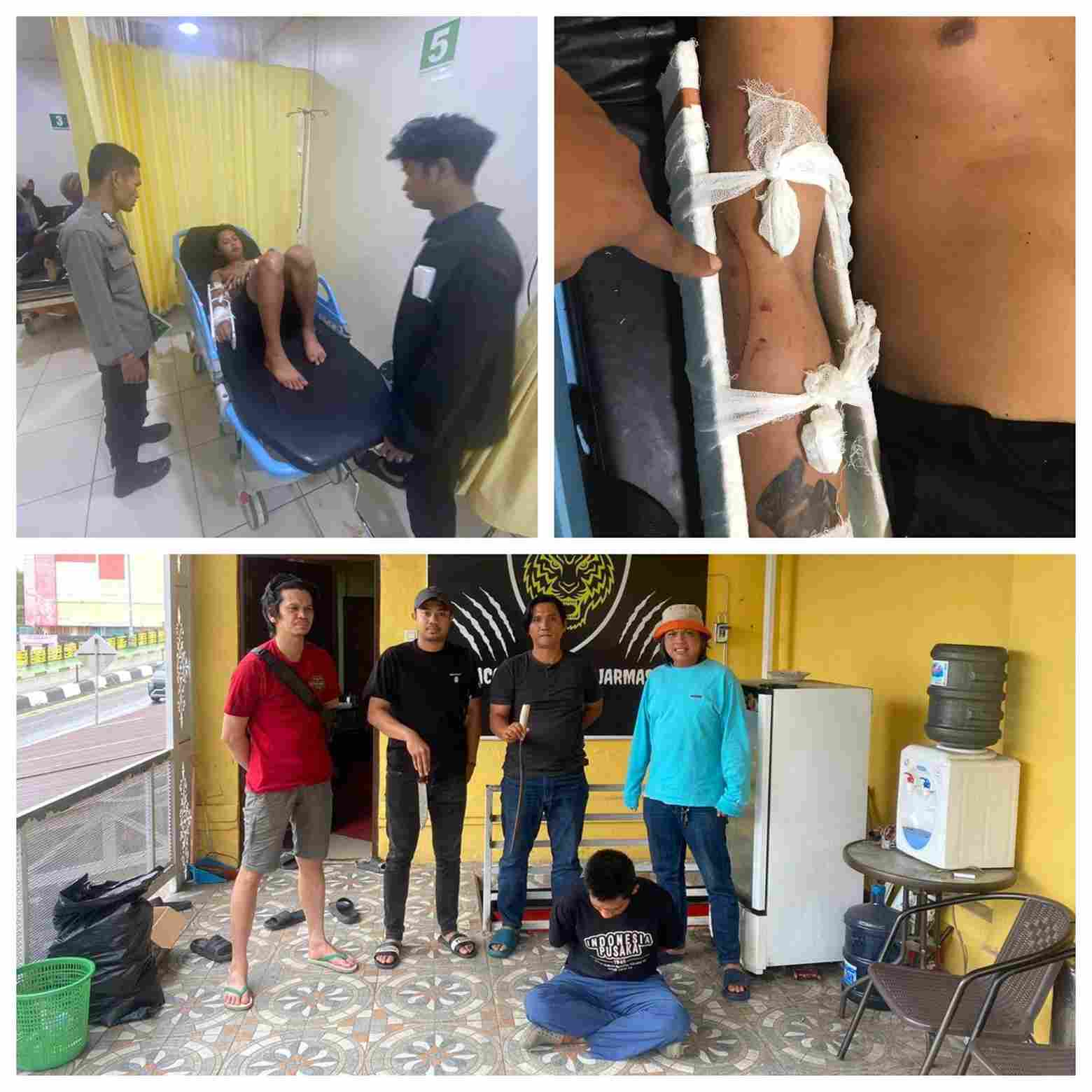 Tersangka penganiayaan Mulyadi ditangkap di rumahnya setelah menyerang Aan, seorang penjaga malam, dengan parang di Banjarmasin Tengah.