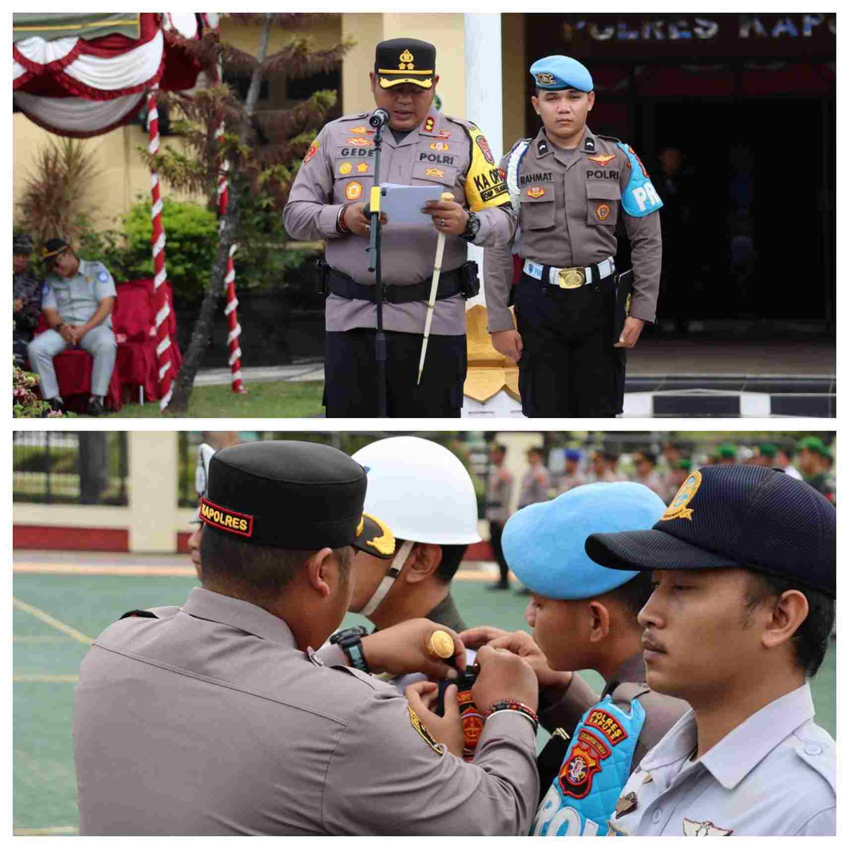 Kapolres Kapuas, AKBP Gede Eka Yudharma, memimpin Apel Gelar Pasukan Operasi Keselamatan Telabang 2025 di halaman Mapolres Kapuas, dihadiri oleh Forkopimda, Kodim 1011, Satpol PP, dan Dinas Perhubungan.