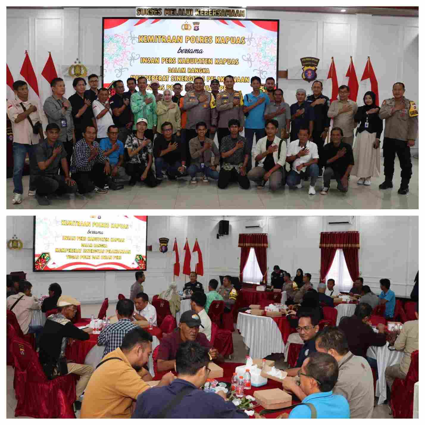 Suasana pertemuan antara Polres Kapuas dan insan pers yang membahas kolaborasi untuk menciptakan keamanan yang harmonis di Kapuas.
