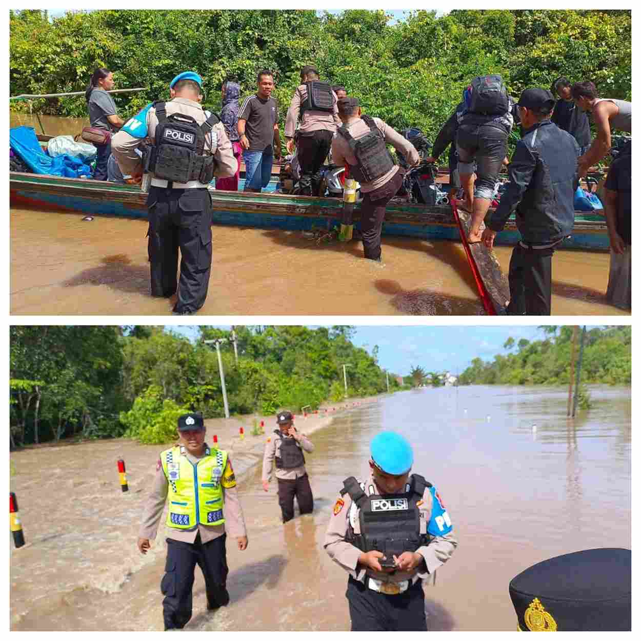 Banjir melanda Jalan Lintas Palangkaraya-Buntok di Desa Teluk Batu, Kapuas, mengakibatkan terhambatnya arus lalu lintas.
